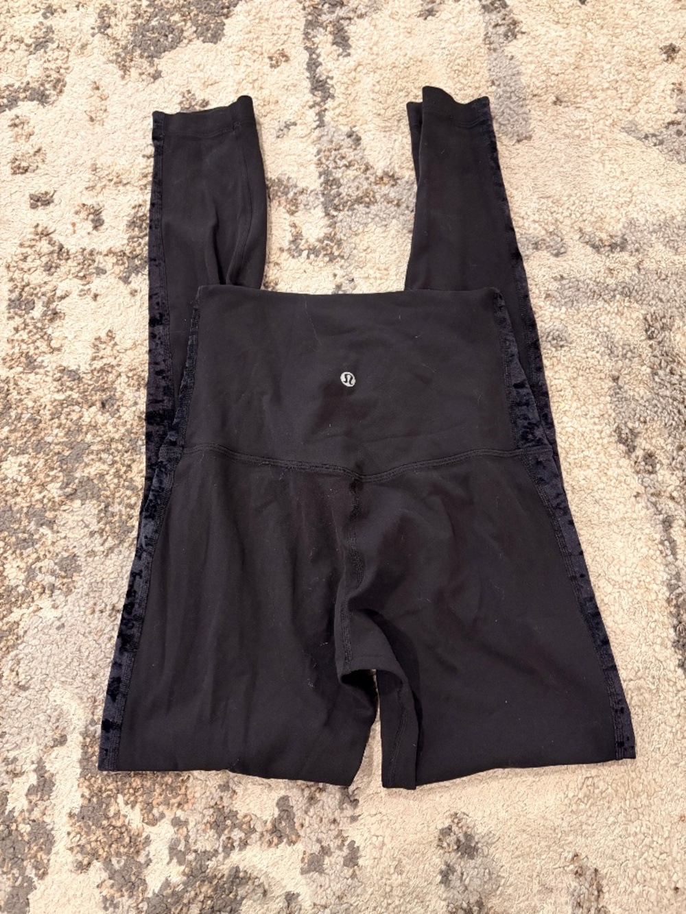 Lululemon Align Super High-Rise Leggings with Crushed Velvet Side Stripes - Blac